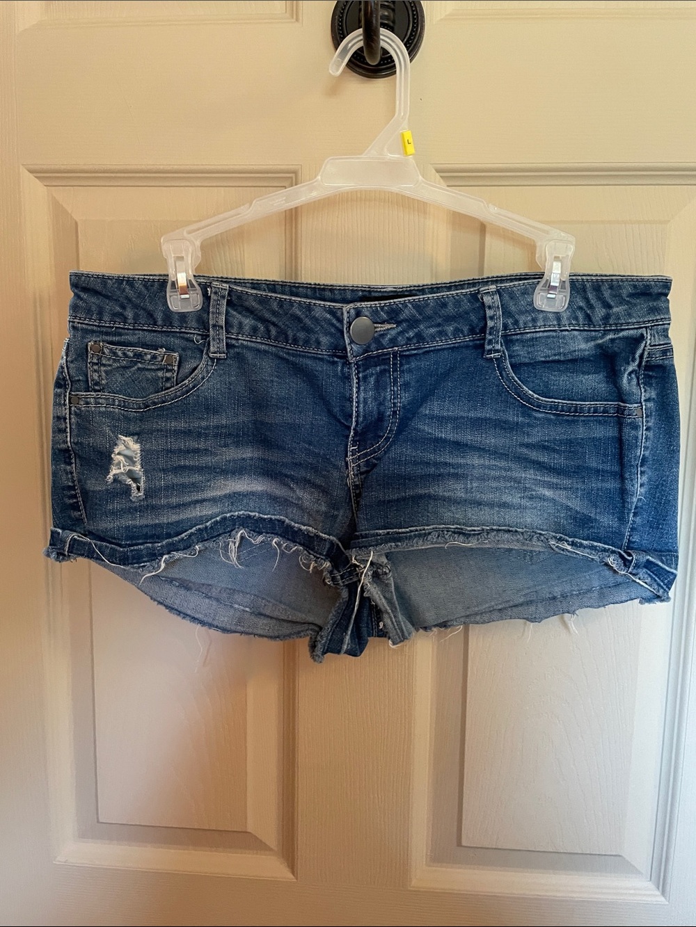 Joe Boxer Faded Blue Distressed Denim Cutoff Shorts